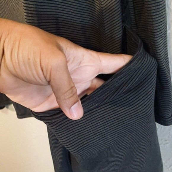 Sea Gypsies Long Sleeve Tunic Dress Olive Green Striped with Pockets Sz. Small - Picture 4 of 10